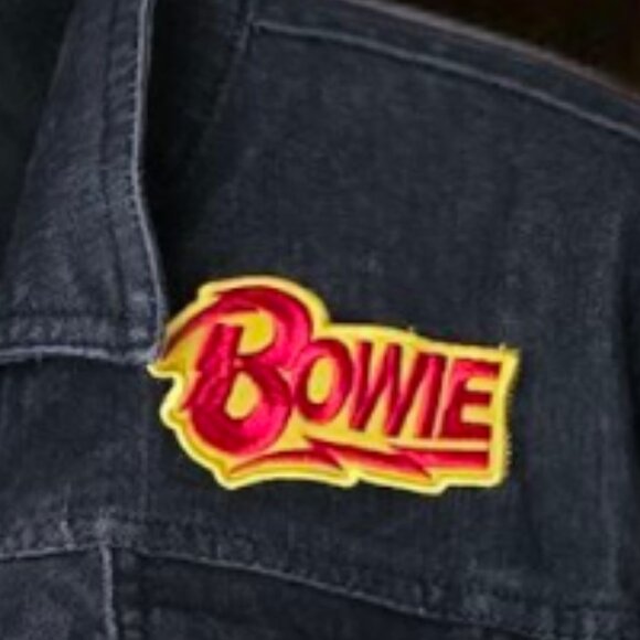NEW BOWIE (LG) Black Denim Embroidered Metal Button Up Stretch Bomber Jacket - Picture 10 of 10